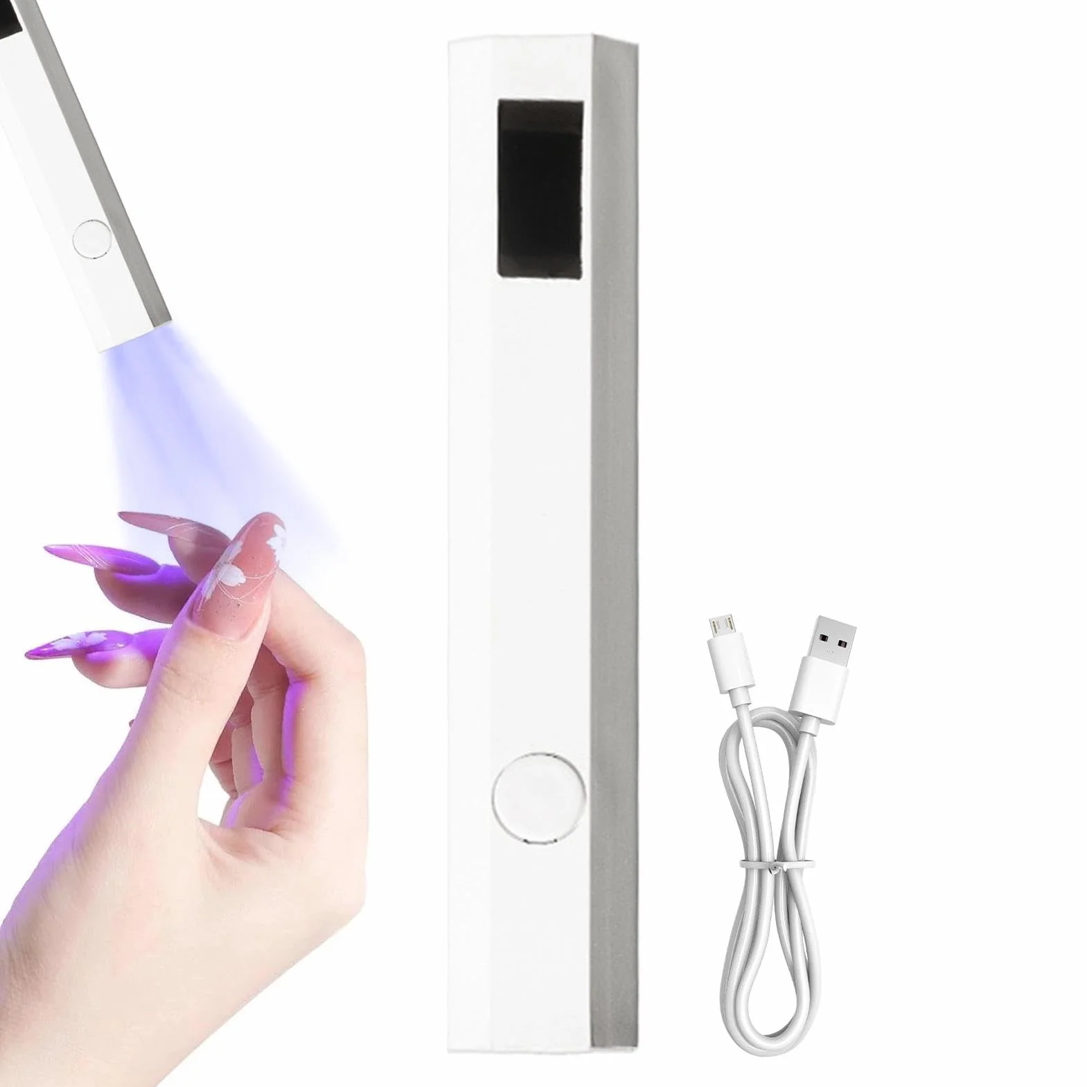 Luce UV portatile per unghie in gel, lampada UV ricaricabile per unghie, display a LED, con di ricarica di tipo C, torcia LED per nail art da donna (bianco)