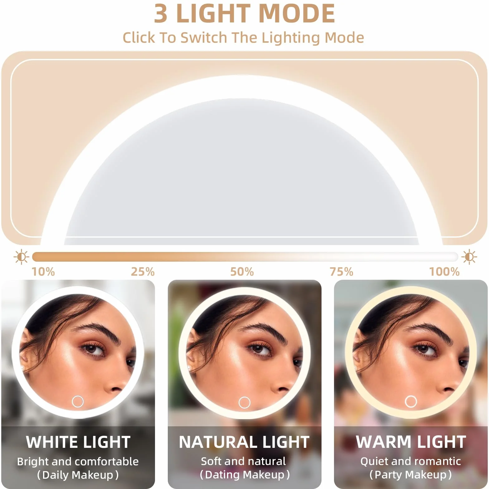 Specchio compatto a LED 30X ingranditore 15cm ricaricabile portatile per trucco