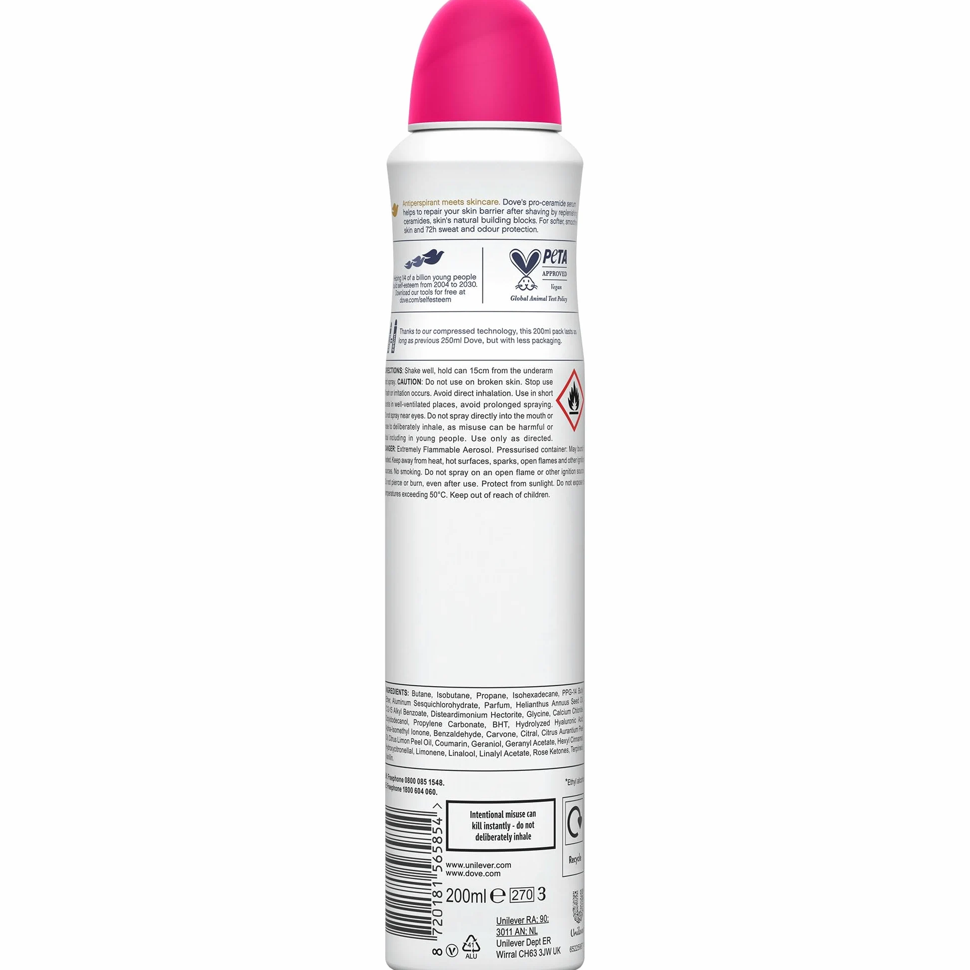 Dove Deodorante Spray Advanced Care Dragon Fruit & Coconut Cream, Deodorante Antitraspirante 72 Ore Protezione Sudore e Odori, con Formula Idratante e Delicata sulla Pelle, 6 Pezzi da 50 ml