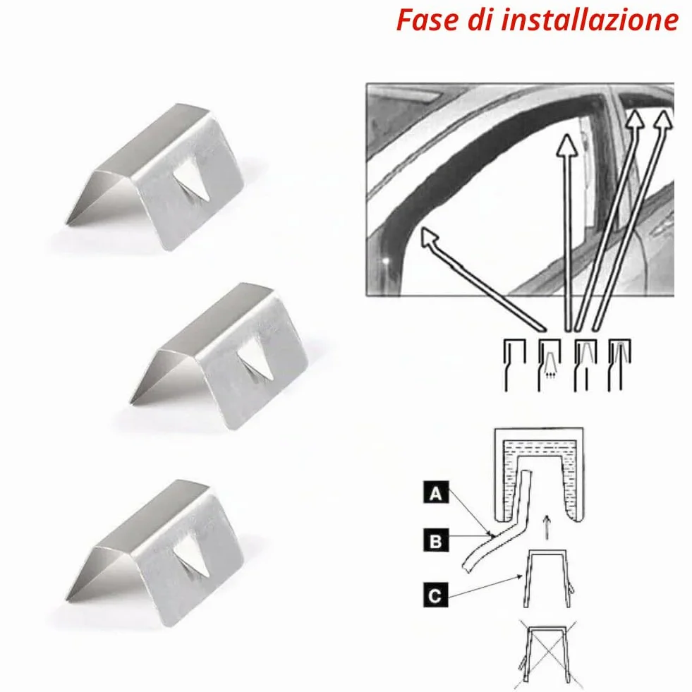Tokaneit Stainless Steel Windshield Clip 10-Pack Windscreen Slot Fixing Clip