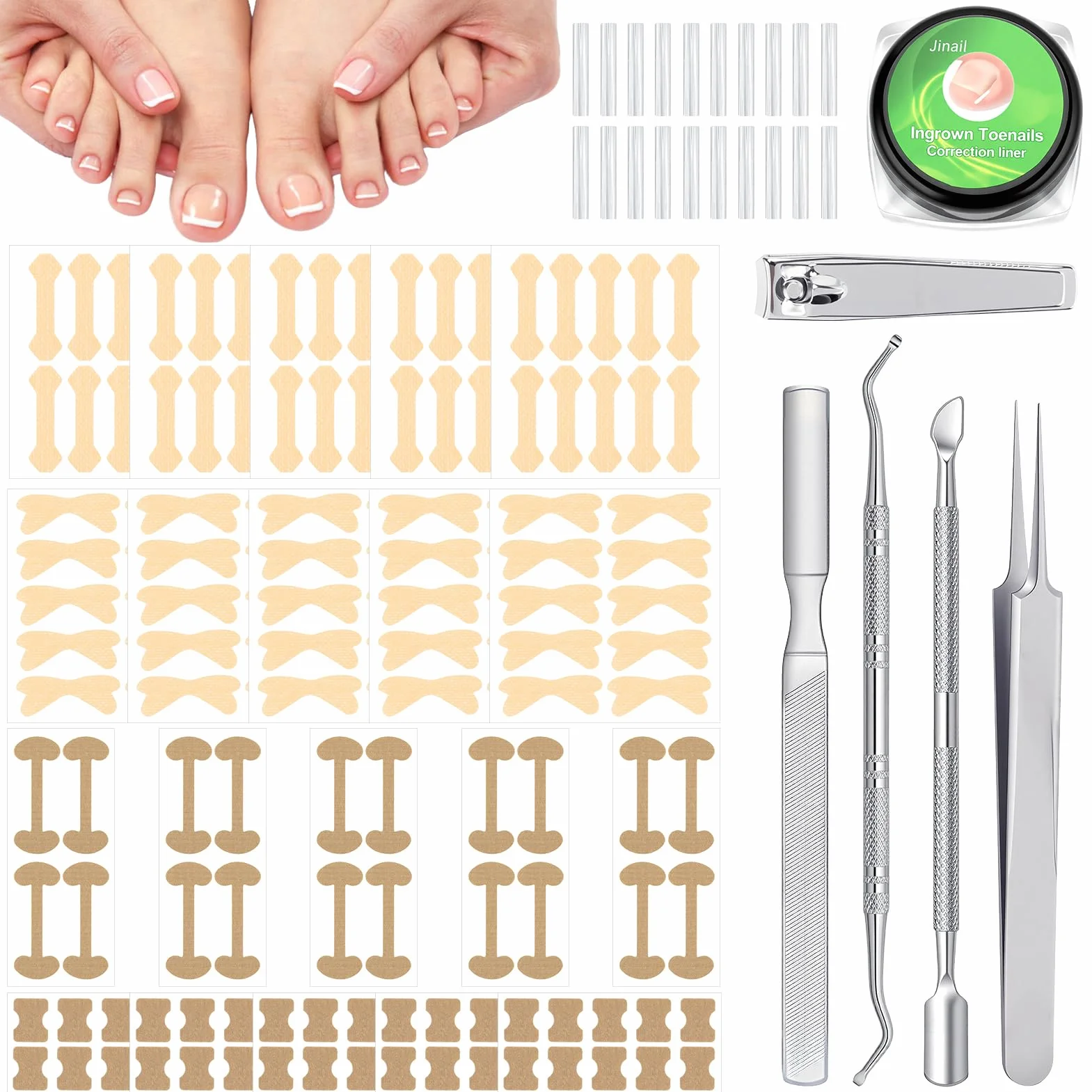 MELLIEX 225 Pezzi Kit Unghie Incarnite, Cerotti Correttore Traspiranti per Alluce
