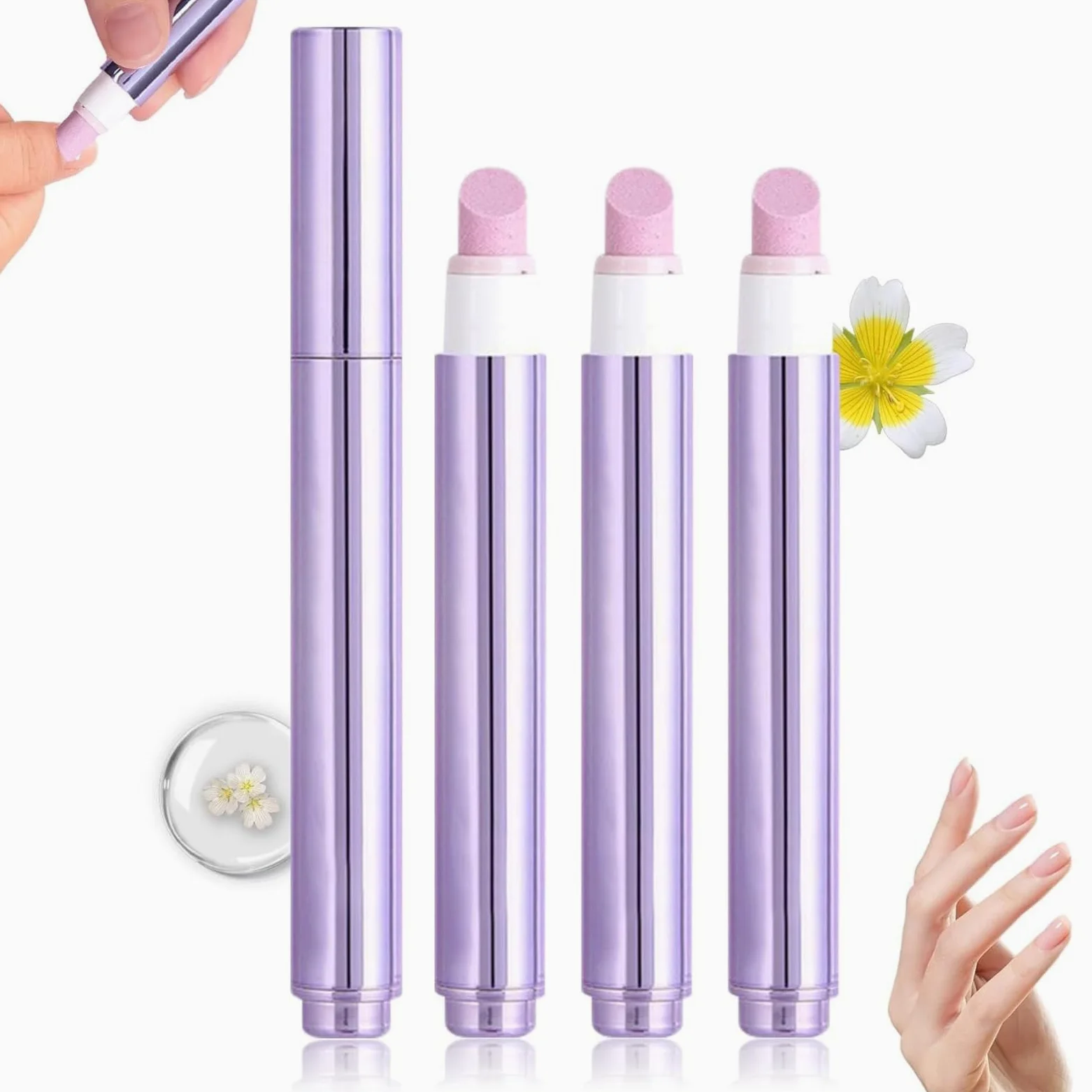 Penna per olio per cuticole 3 in 1, con punta in ceramica, per la cura delle unghie, per unghie secche e danneggiate