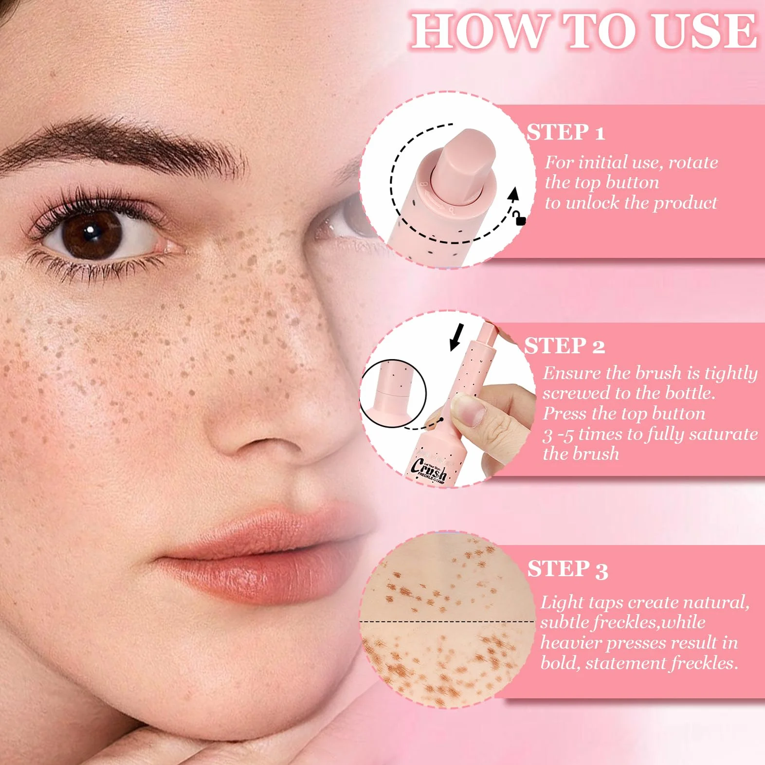Timbro per Lentiggini Finte Waterproof,Timbro per Lentiggini a Cinque Punti,Freckle Maker, Simulazione Naturale per Trucco a Lunga Durata,Facile da Colorare,Impermeabile (Marrone chiaro)