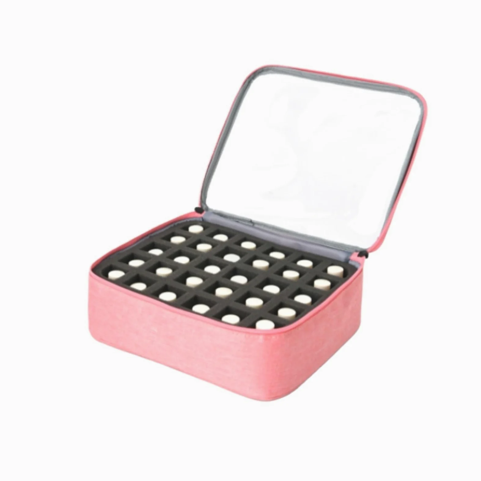 Organizzatore Smalti Scatola Portaoggetti for Smalto, Borsa Cosmetica Portatile con Divisori Rimovibili Porta Smalti per Unghie(Pink)