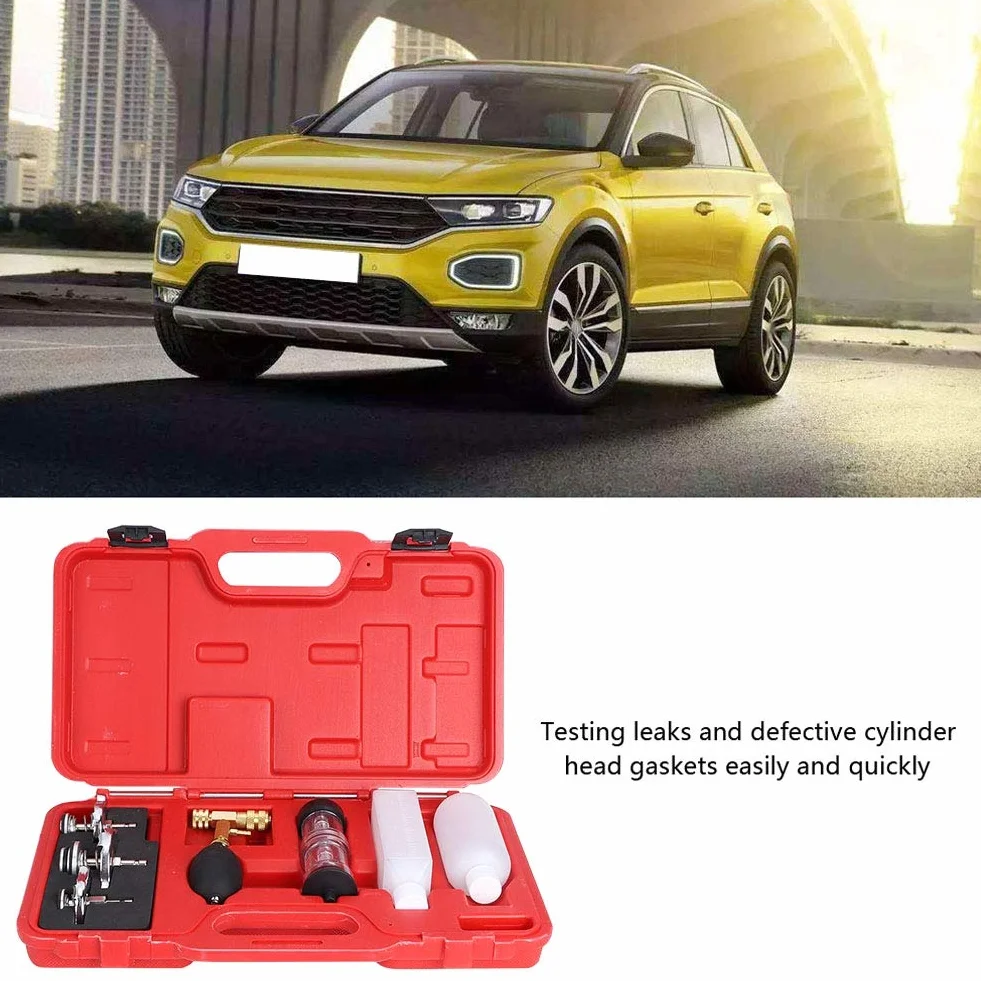 Tester guarnizione cilindro rilevatore perdite testata CO2 con 3 adattatori a baionetta Kit calibro automatico