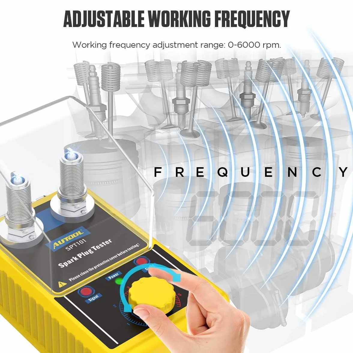 AUTOOL SPT101 Tester per candele auto, Analizzatore di candele 0-6000 giri/min 12mm