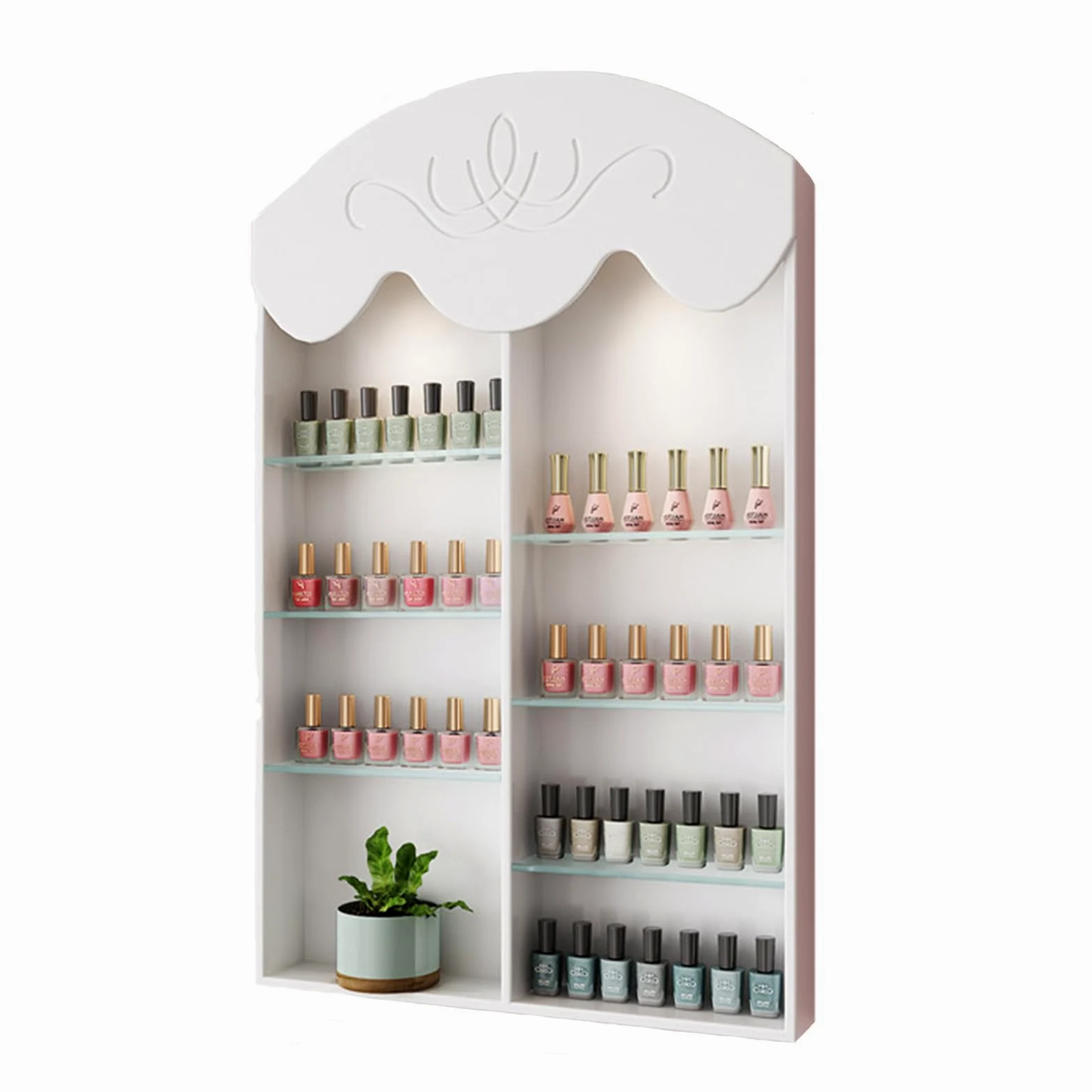 Organizzatore per Smalto da Appendere, Porta Oli Essenziali Bianco, Mobiletto Porta Cosmetici Aperto, per Salone/Centro Estetico/Casa,0.5m