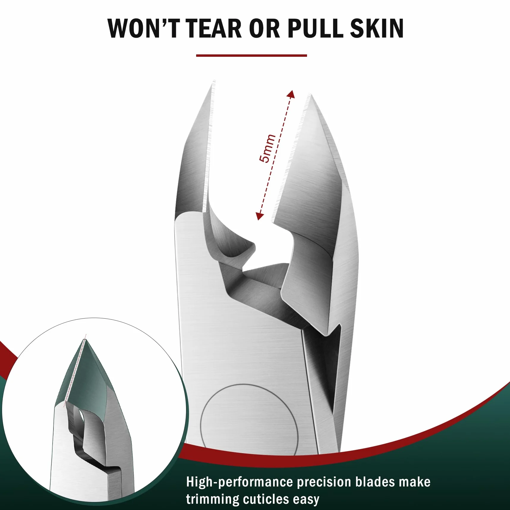 Tronchesino Cuticole Professionale in Acciaio Inossidabile 5mm per Pedicure e Manicure