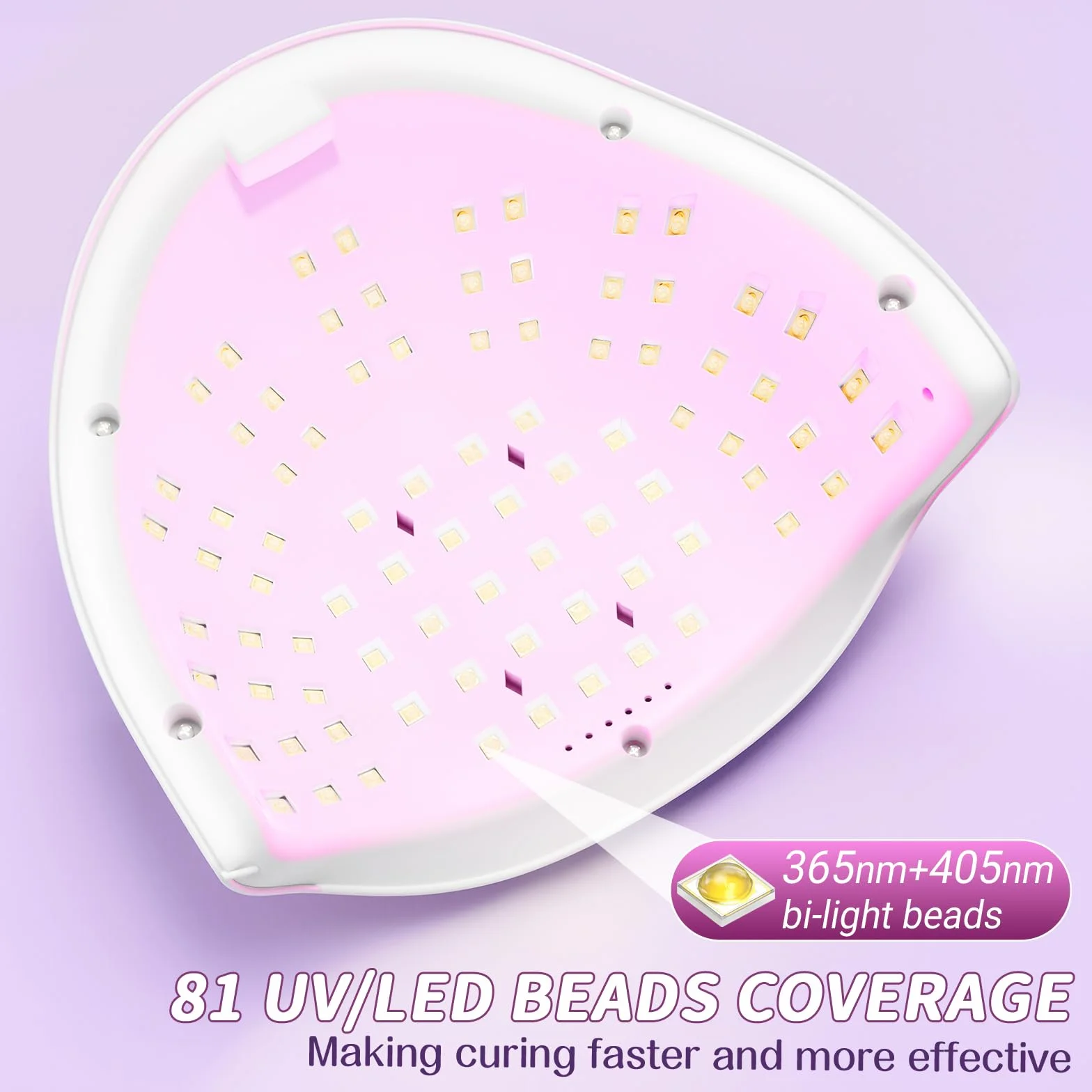 380W UV LED Lamp per Unghie, con 81 Perle/4 Impostazioni Temporali, Asciugatrice LED per Gel Vernice con Sensore Automatico, Display LED, Lampada UV Portatile con Maniglia per Unghie in Gel