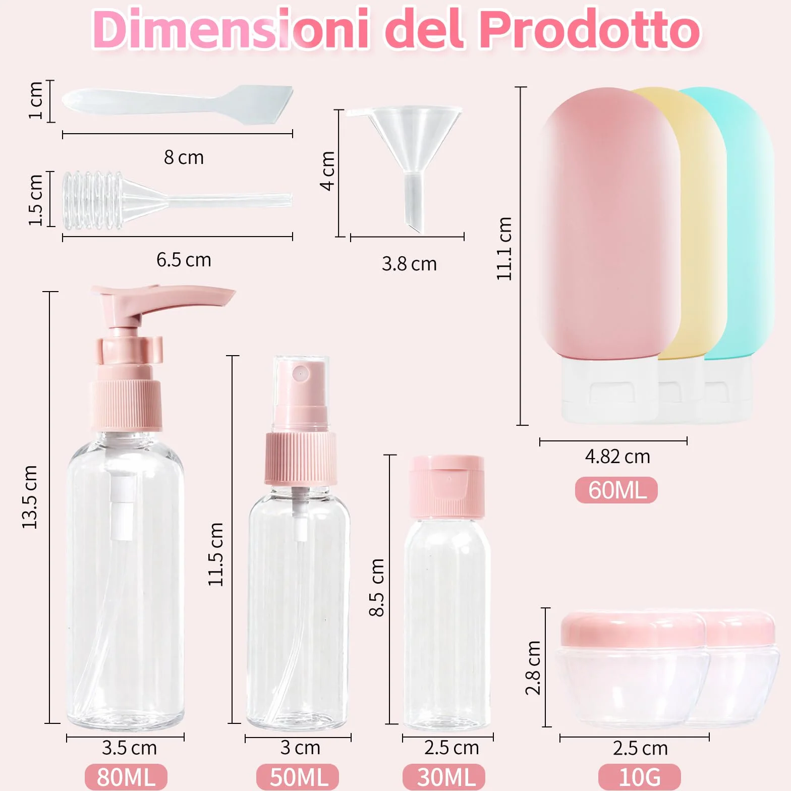 11 Kit Contenitori da Viaggio per Liquidi, Bottiglie da Viaggio in Silicone, Contenitori Viaggio Aereo, Piccole Lattine di Crema, Kit Viaggio Liquidi Flaconi da Riutilizzabili per Shampoo Lozione