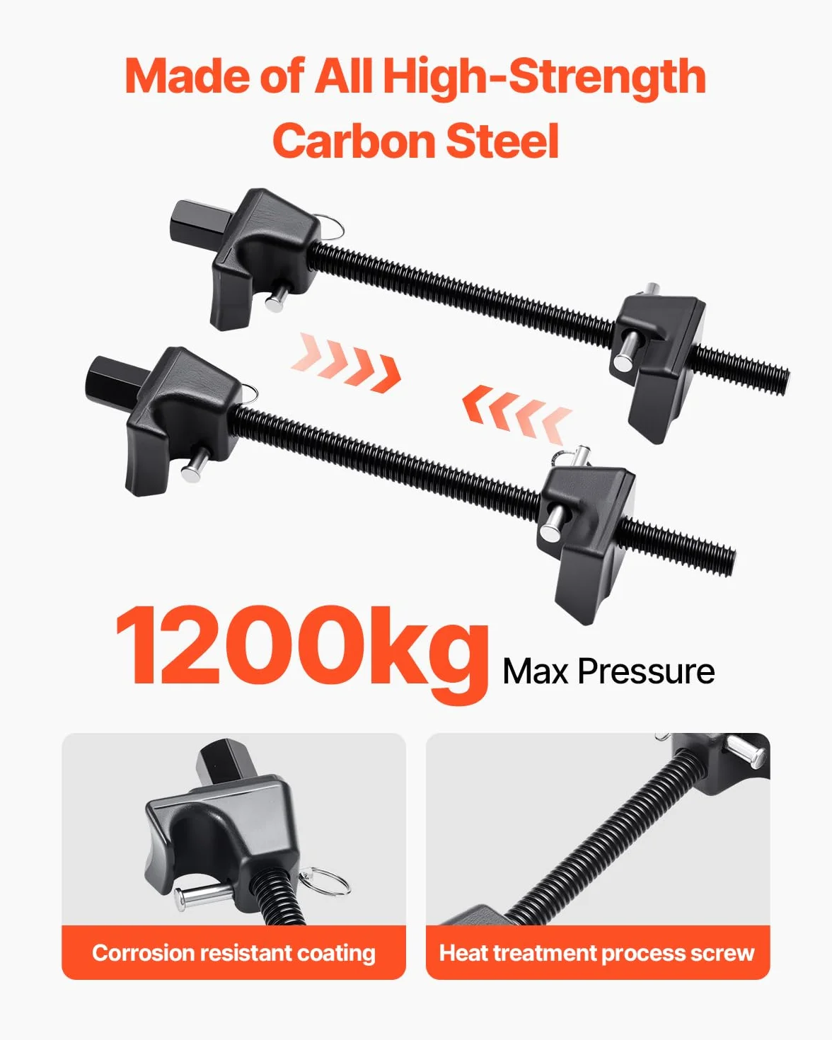 VEVOR Compressore per Molle Ammortizzatori Set 2 Pezzi, Corsa Max. 264 mm, Utensile Compressione Elicoidali per Auto Camion