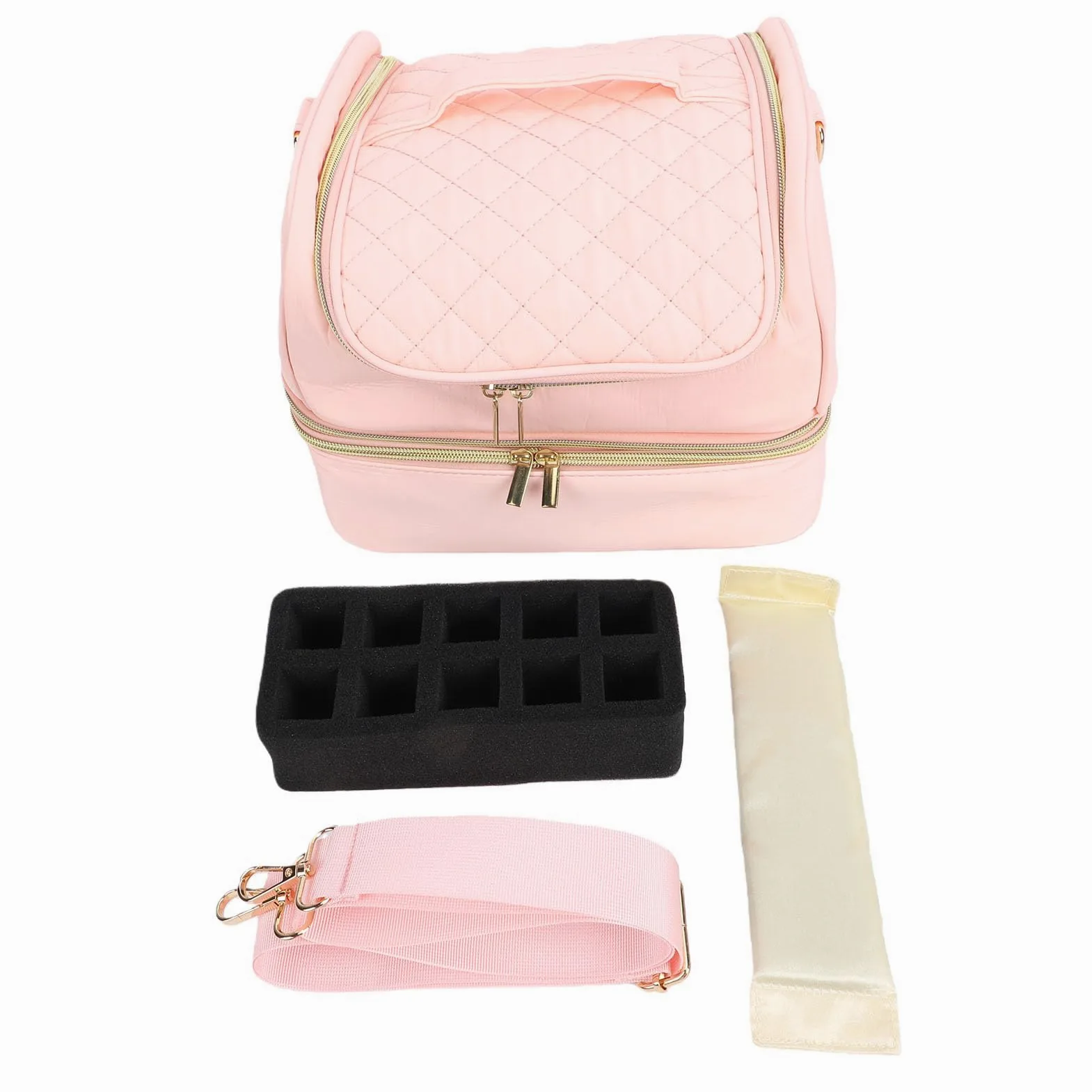 Generic Borsa Organizer per Smalti con Tracolla Regolabile, Impermeabile, a Doppio Livello, per Professionisti delle Unghie