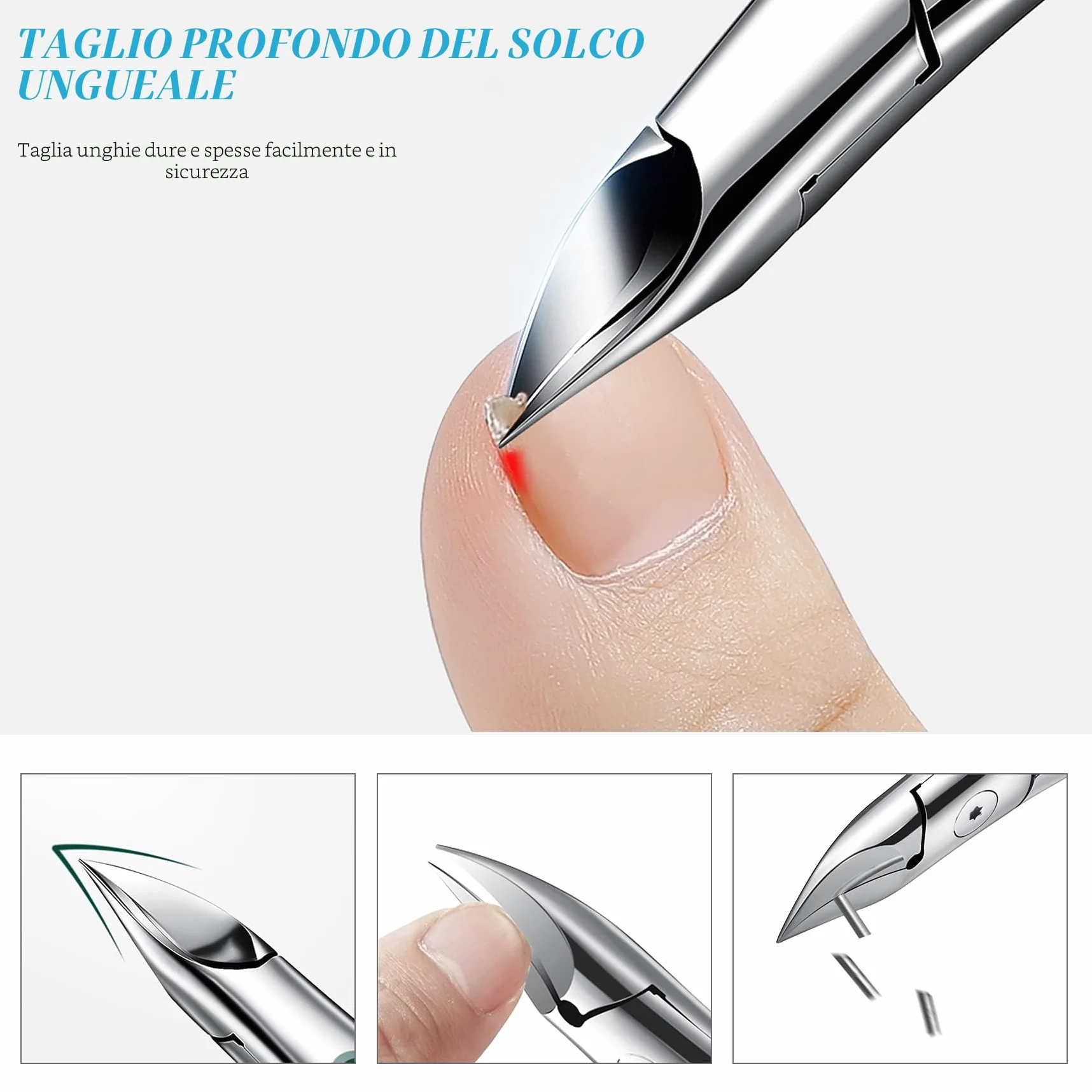 FVION Tagliaunghie Professionale Tronchesino per Unghie Spesse o Incarnite con Custodia in Metallo