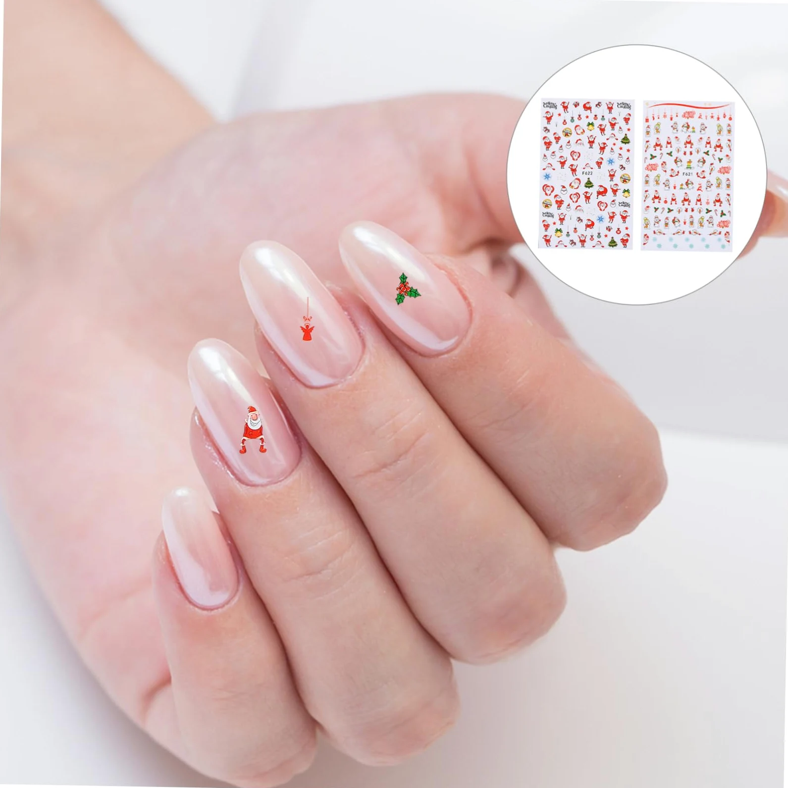 Healeved 18fogli Adesivi Natale Per Unghie Di Sticker Autoadesivi Per Decorazioni Con Tema Santa Claus Facili Da Applicare Design e Resistente Perfetti Per Nail Art Festiva