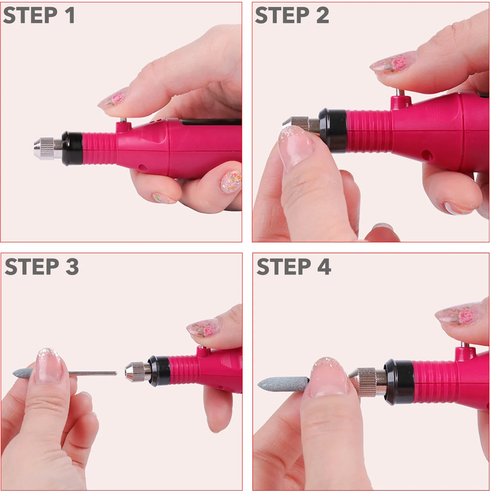 Punte Fresa Unghie Homeet 30pcs Set Acciaio al Tungsteno Diamante per Trapano Elettrico
