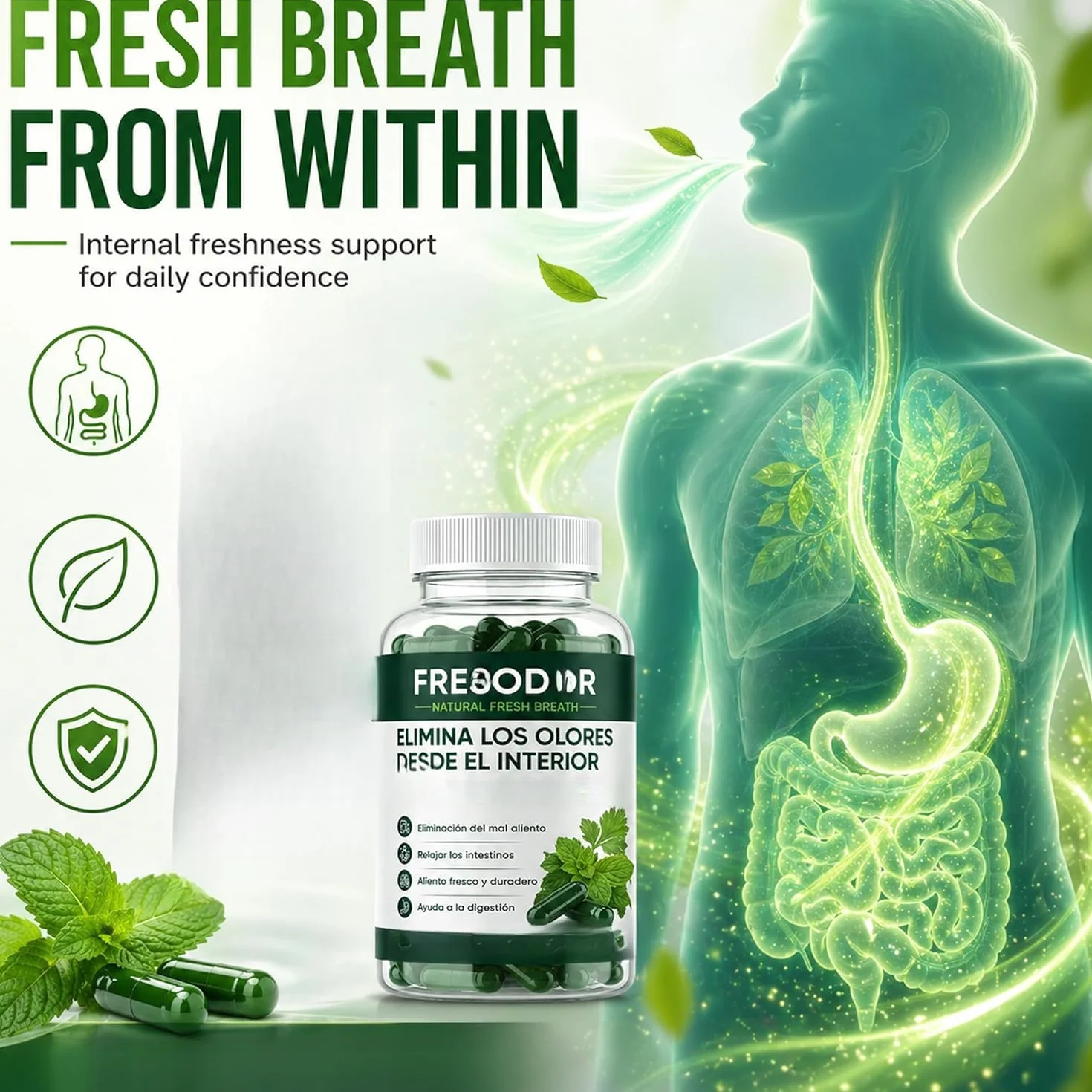 Fresodor para Mal Aliento, respiro naturale fresco, elimina completamente l'imbarazzo degli odori! deodora efficacemente ,2pcs