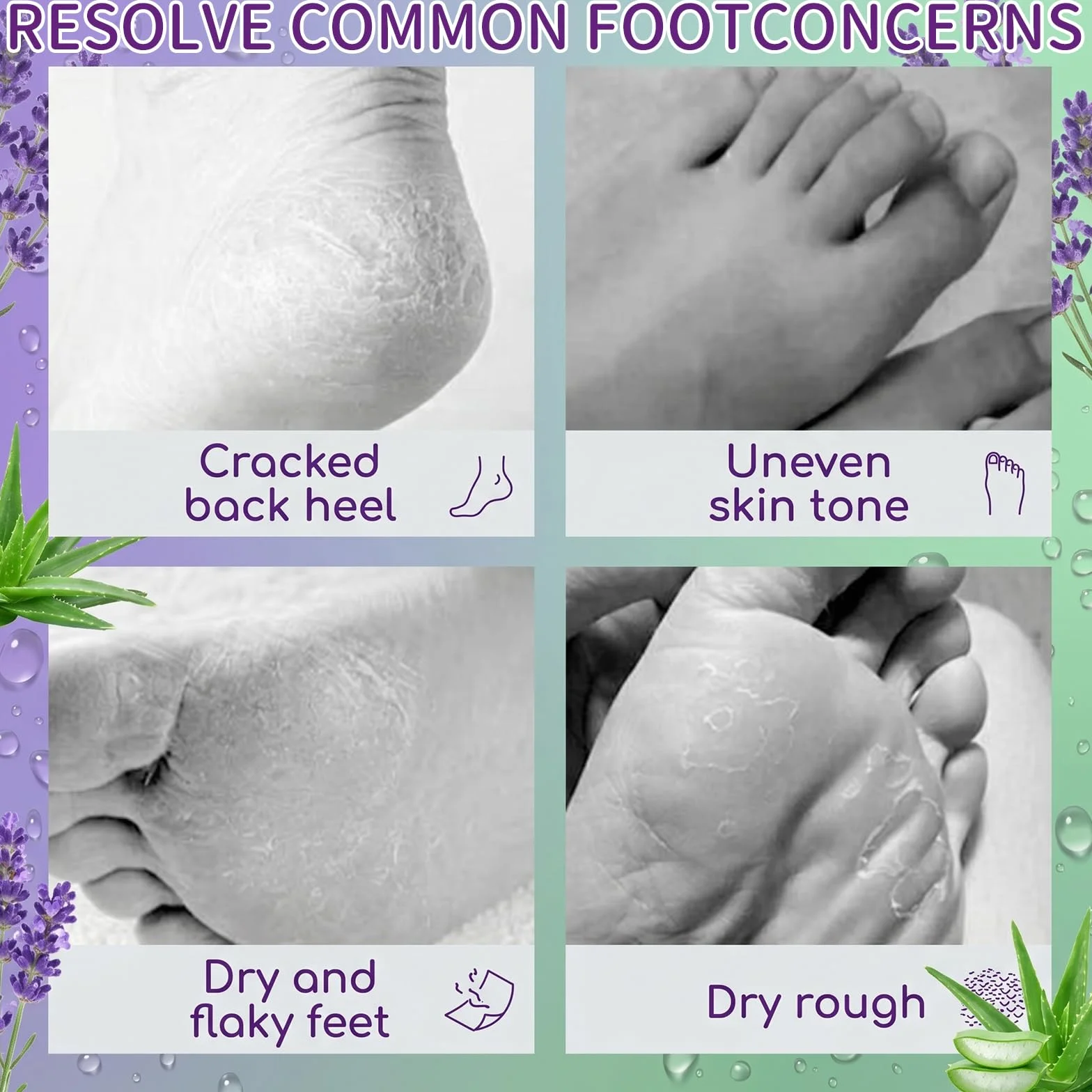 4 Paia Maschera Piedi Esfoliante e Idratante, Trattamento Peeling Piedi con Lavanda e Aloe Vera per Piedi Secchi, Calzini Esfolianti per Rimozione Pelle Morta e Calli, Donna e Uomo