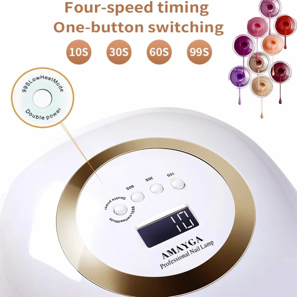 Lampada Unghie UV LED,168W Fornetto per Manicure/Pedicure Permanente Smalto Semipermanente 4 Timer con 10s/30s/60s/99s Display LED Automatico Sensore