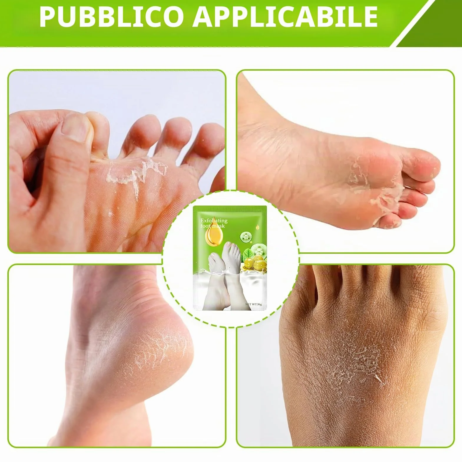 Mascara Esfoliante per Piedi 2 Paia con Peeling Delicato - Rimuove Pelle Morta, Calli e Idrata Talloni Screpolati per Piedi Morbidi - Ideale per Donne e Uomini