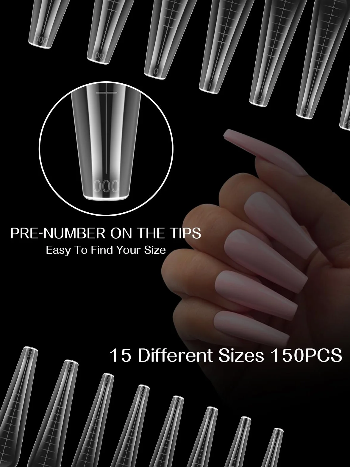 TOROKOM 150 Forme 15 Misure Doppie per Poly Gel - Stampini Professionali per Estensioni Rapide, Ideali per Nail Art in Salon & Fai da Te