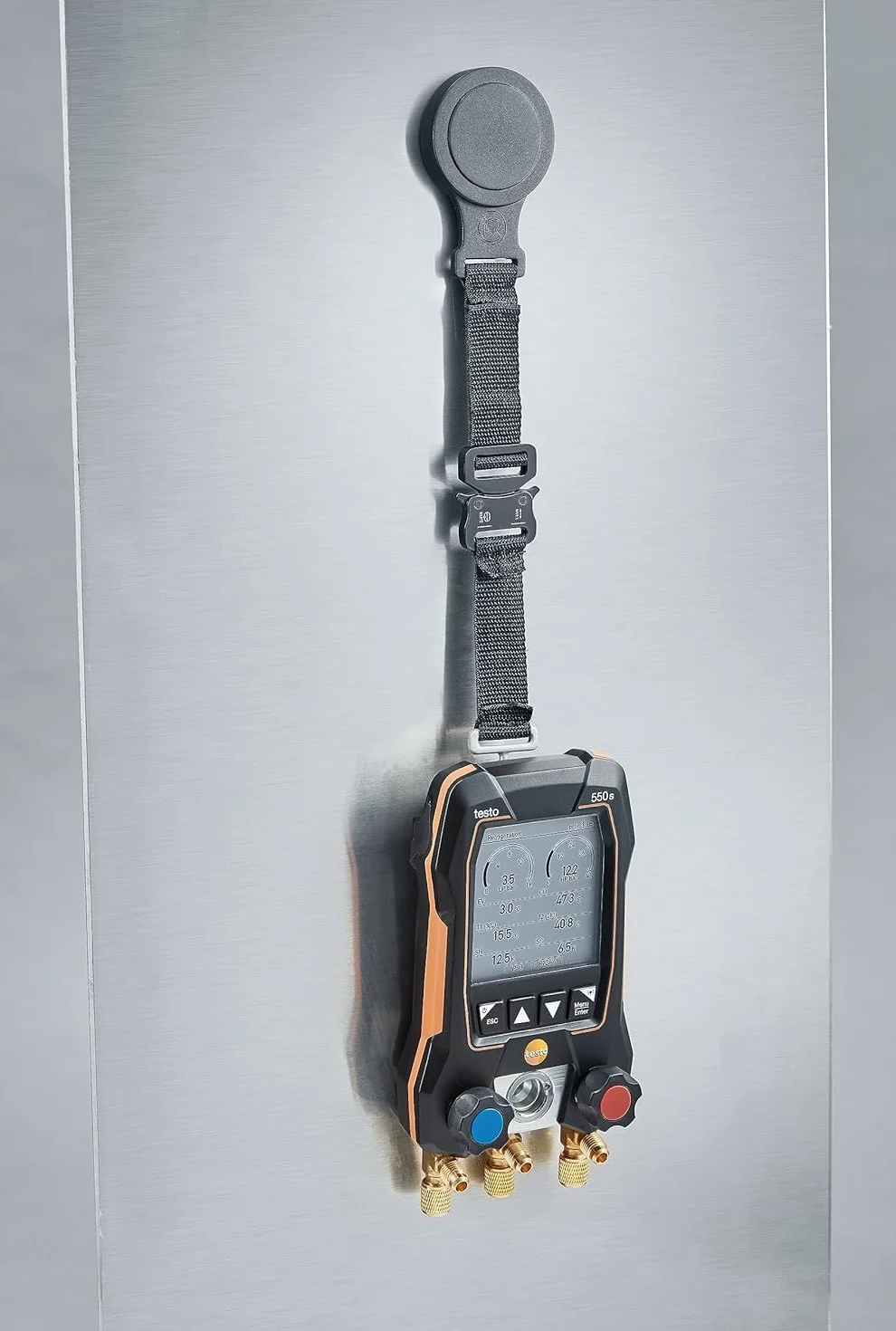 Testo 550s Kit HVAC Digital Manifold with App, 2x Testo 115i Thermometers, 1x Testo 552i Micron Meter, 3 Hose Set, Bluetooth, Black