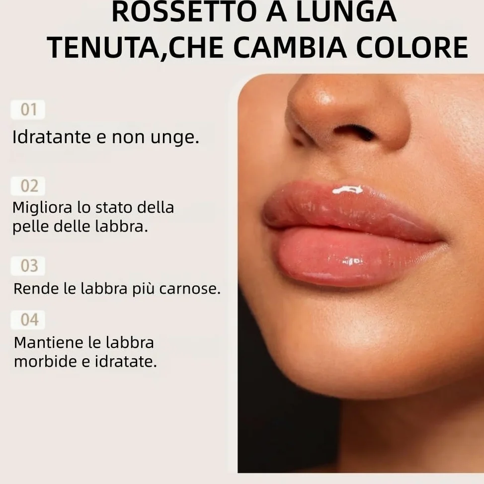 Nymevia - Rossetto che si adatta al pH, 24 ore di tenuta, trasparente, idratante,per donne di ogni tipo di pelle