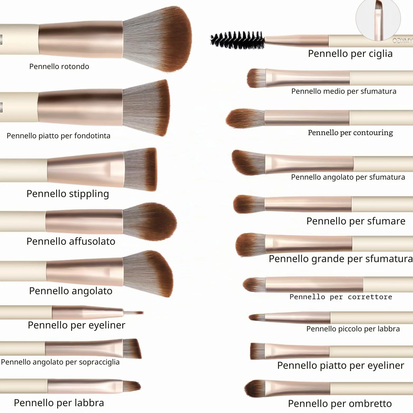 Pennelli Make Up HEYMKGO 18 pezzi pennelli per il trucco professionale con 2 soffietti per la polvere e borsa da viaggio, pennello sintetico premium per il fondotinta pennello per il viso e ombretto