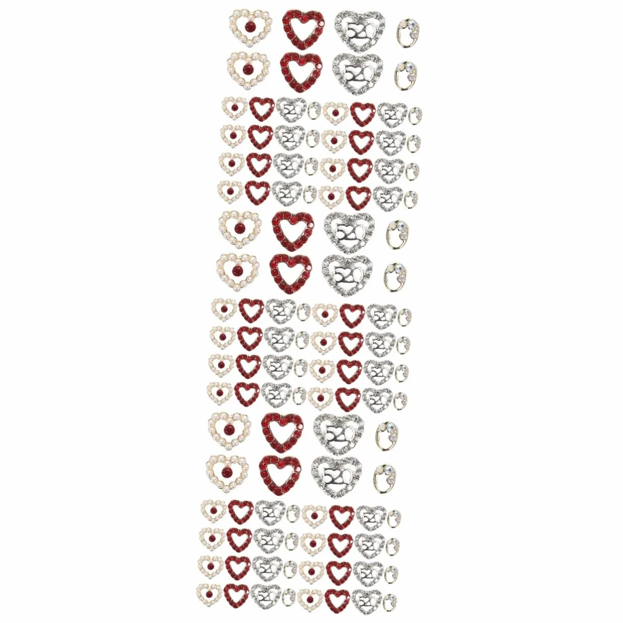 ABOOFAN 120pezzi Ciondoli Per Unghie Forma Di Cuore Decorazioni Per Nail Art Strass Per Feste e Regali Di