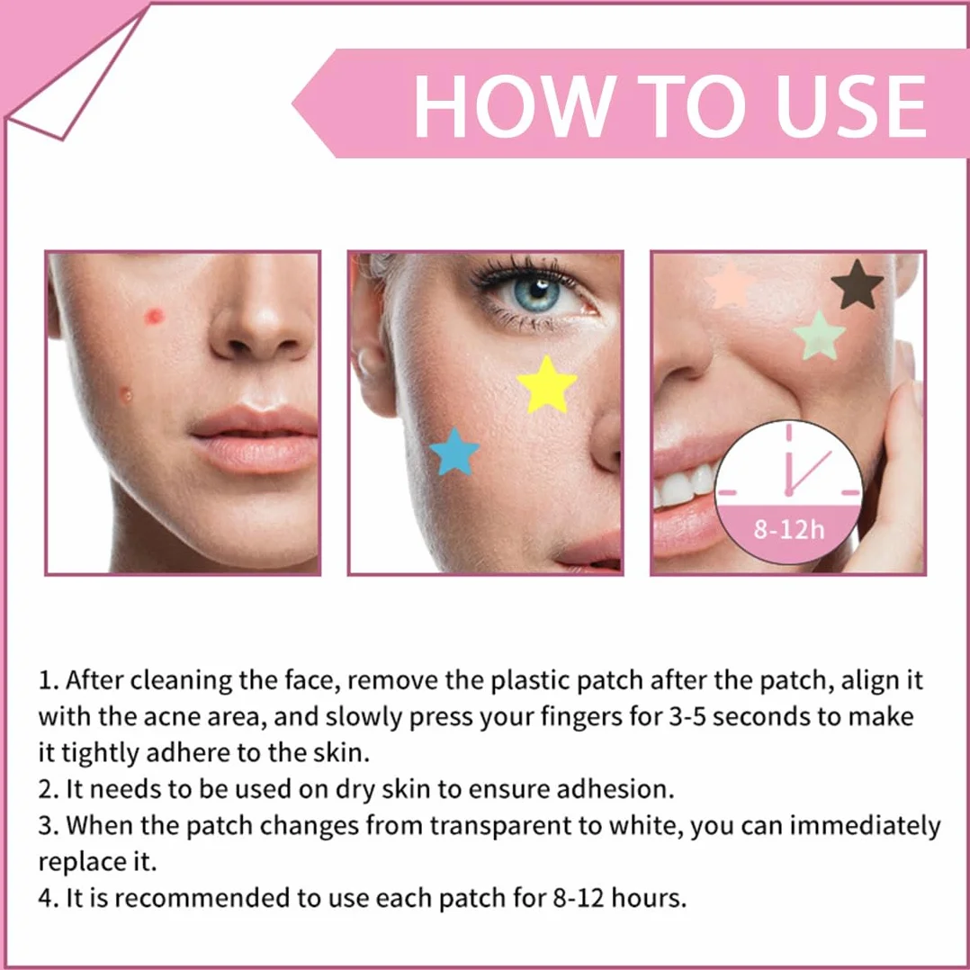 JEYORZY 200 Pezzi pimple patch star, patch brufoli stelline Invisibile Naturale Hydrocolloid e Traspirante,Cerotti Idrocolloidali Cerotti Brufoli Stelline Patch Brufoli Stelline Con Olio Di Tea Tree