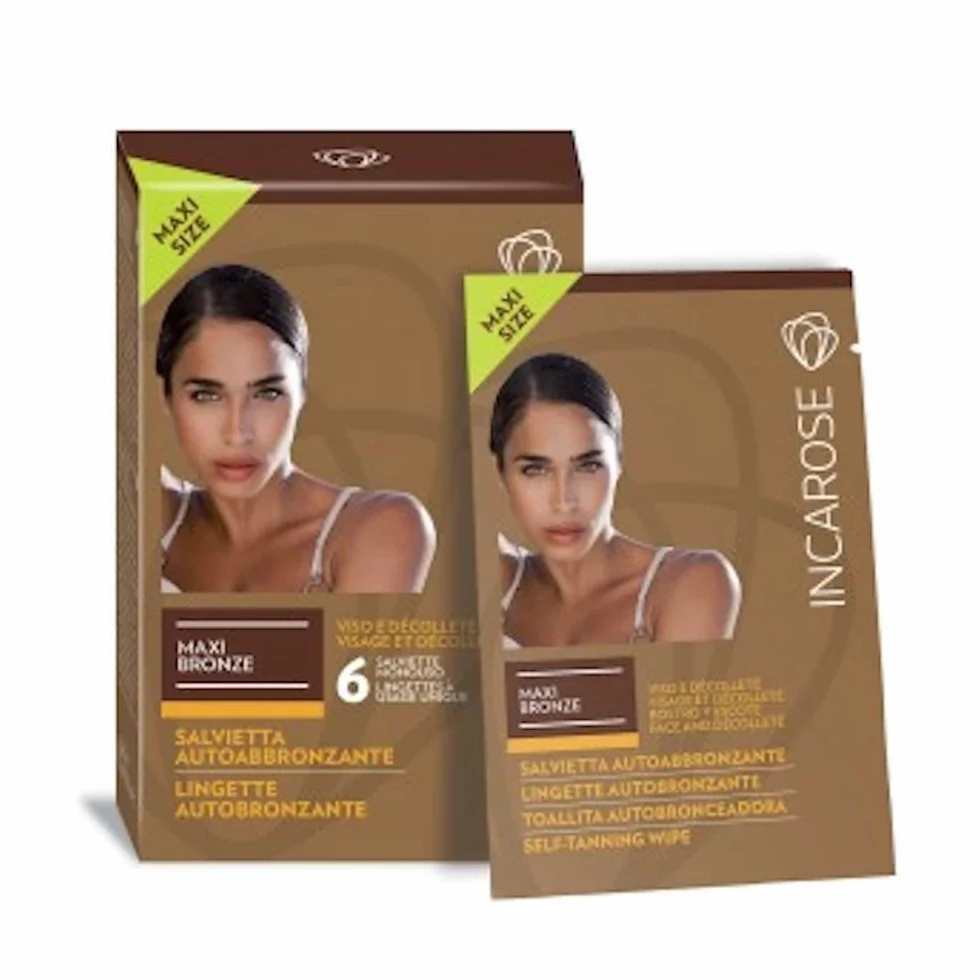 Di-Va Incarose Maxi Bronze Salviette Autoabbronzanti Viso Décolleté Staminali Vegetali 6 x 80g