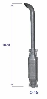 Marmitta in Acciaio Speciale al Titanio Tubo Curvato 1070mm D 45 per Trattori Fiat Landini Massey Ferguson