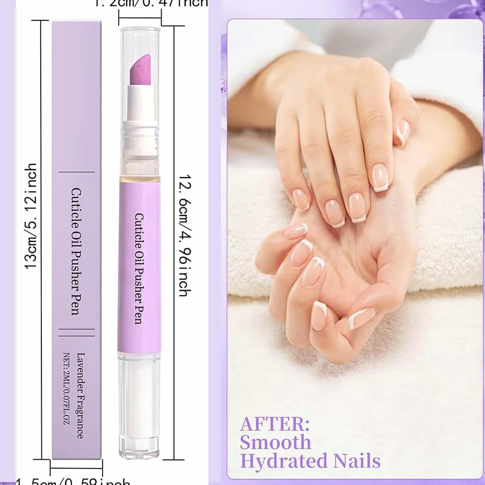 Spingicuticole 2.0, 2 in 1, penna per olio cuticole, punta in ceramica, cura per la riparazione di unghie secche, peeling delicato e cura del letto ungueale (8 pezzi)