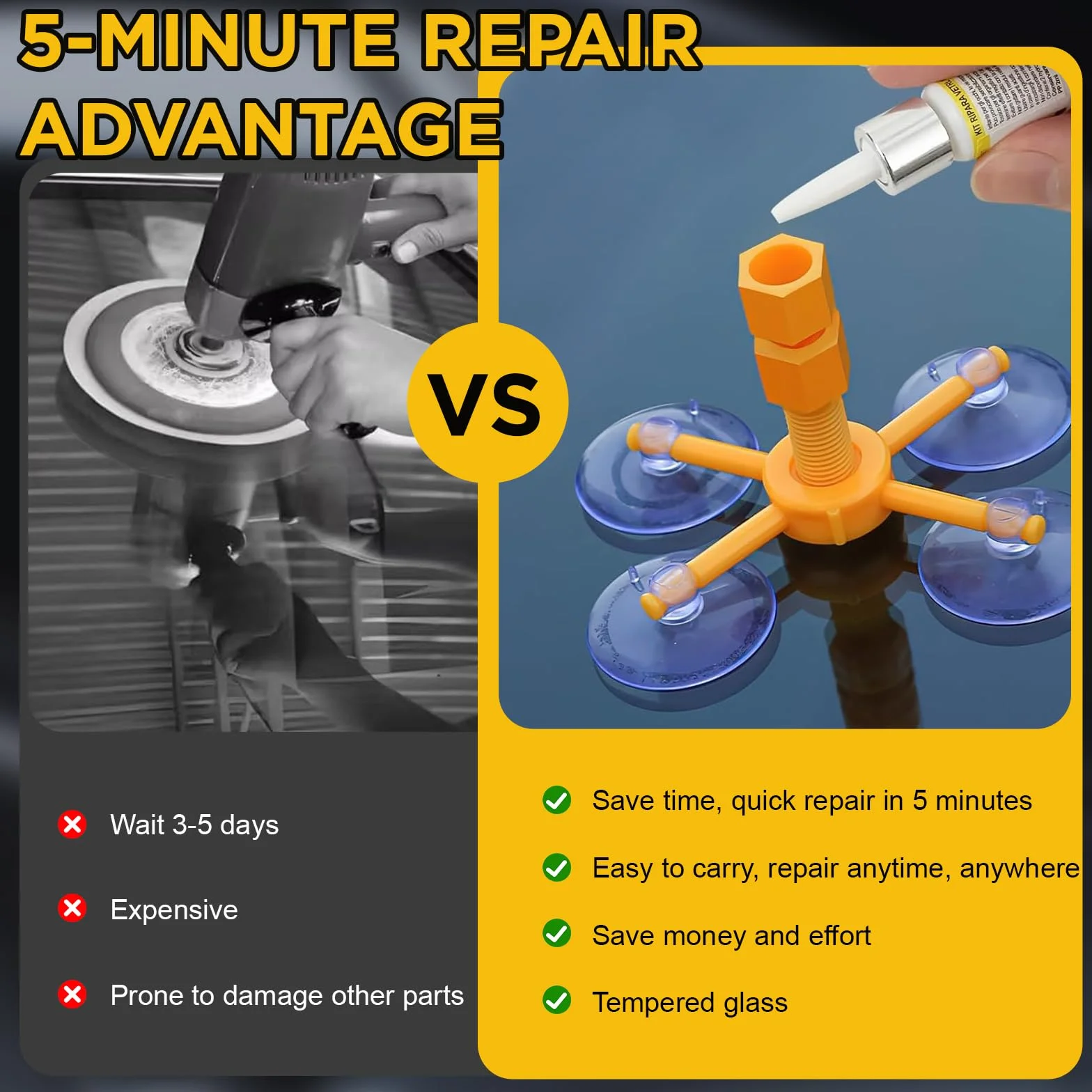 ZoneYan Kit riparazione parabrezza auto per crepe fori ragnatele stelle
