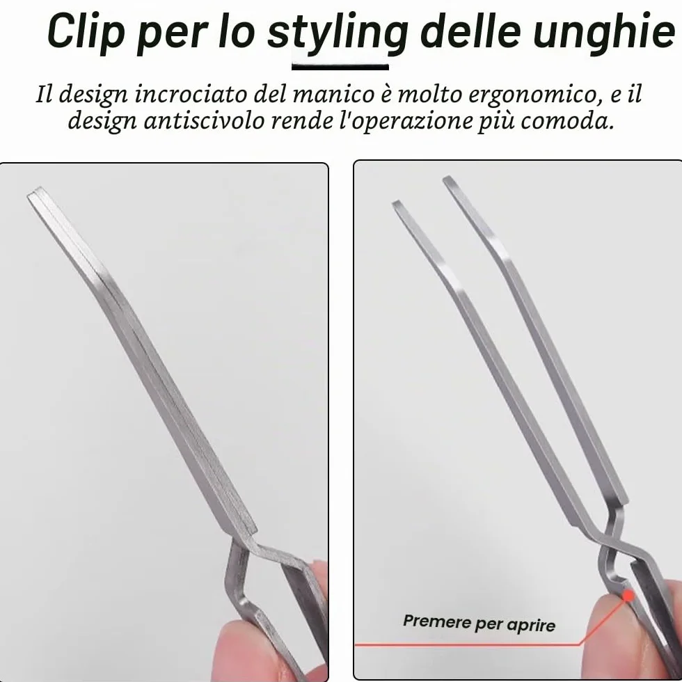 Pinzette per Unghie in Acciaio Inox, Pinze Manicure Multifunzione per Unghie Gel