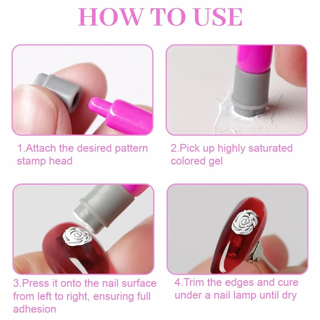 Penne per Stampa Nail Art,15 Pezzi Penne per Timbri per Nail Art in Silicone,Penne per Timbri per Unghie con Motivi, per Donne e Ragazze