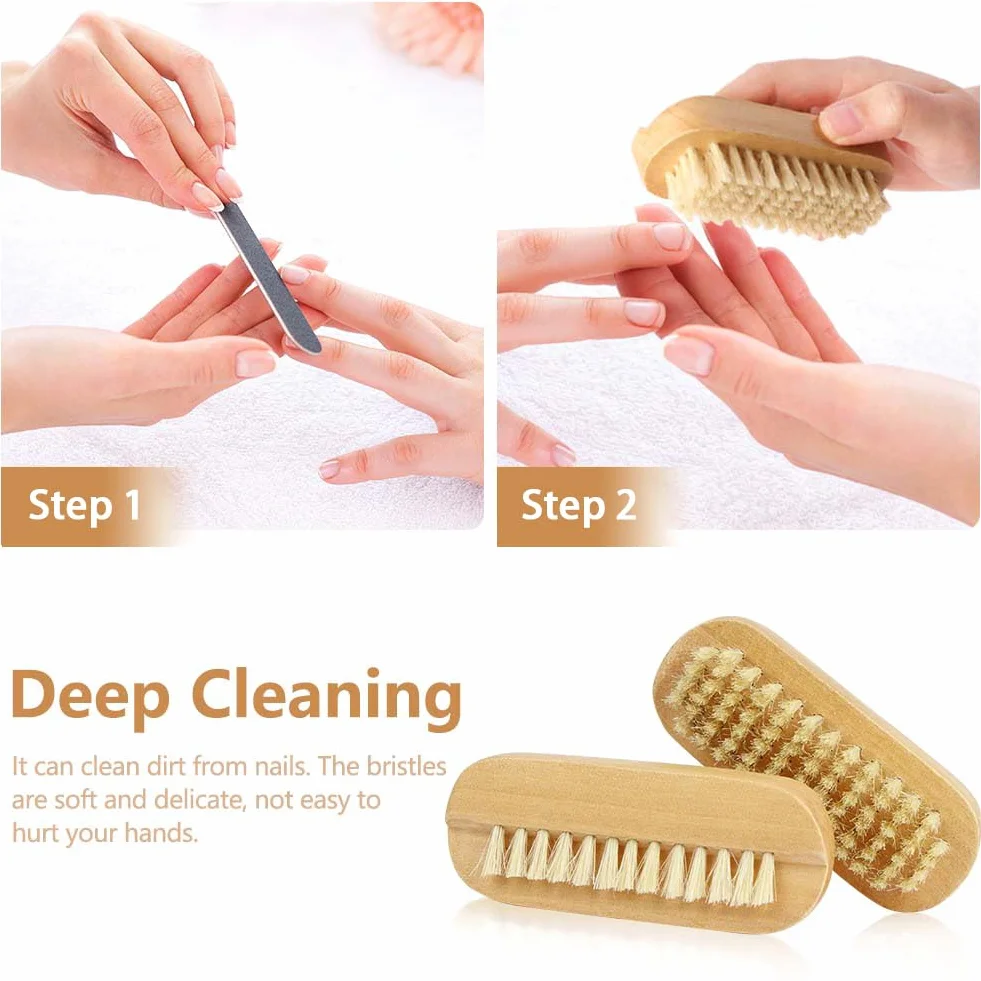 LOPHE Spazzola per Unghie in Legno, 4 pezzi Spazzola per Pulire, Spazzolina Unghie Manicure, Spazzolino Unghie Bambini per Pulizia Delle Unghie