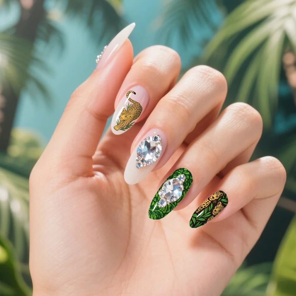 PH PandaHall 3 pezzi per unghie con animali selvatici, per nail art, template di tigre, elefanti, nail art, farfalle, serpenti, piastre per unghie per donne, fai da te, manicure e saloni