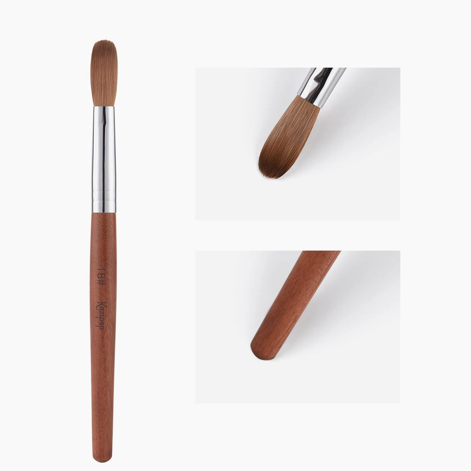 Kolinsky - Pennello per unghie in acrilico con manico in legno rosso, strumento professionale per nail art, strumento per unghie acriliche, ideale per precisione e durata e design dettagliato