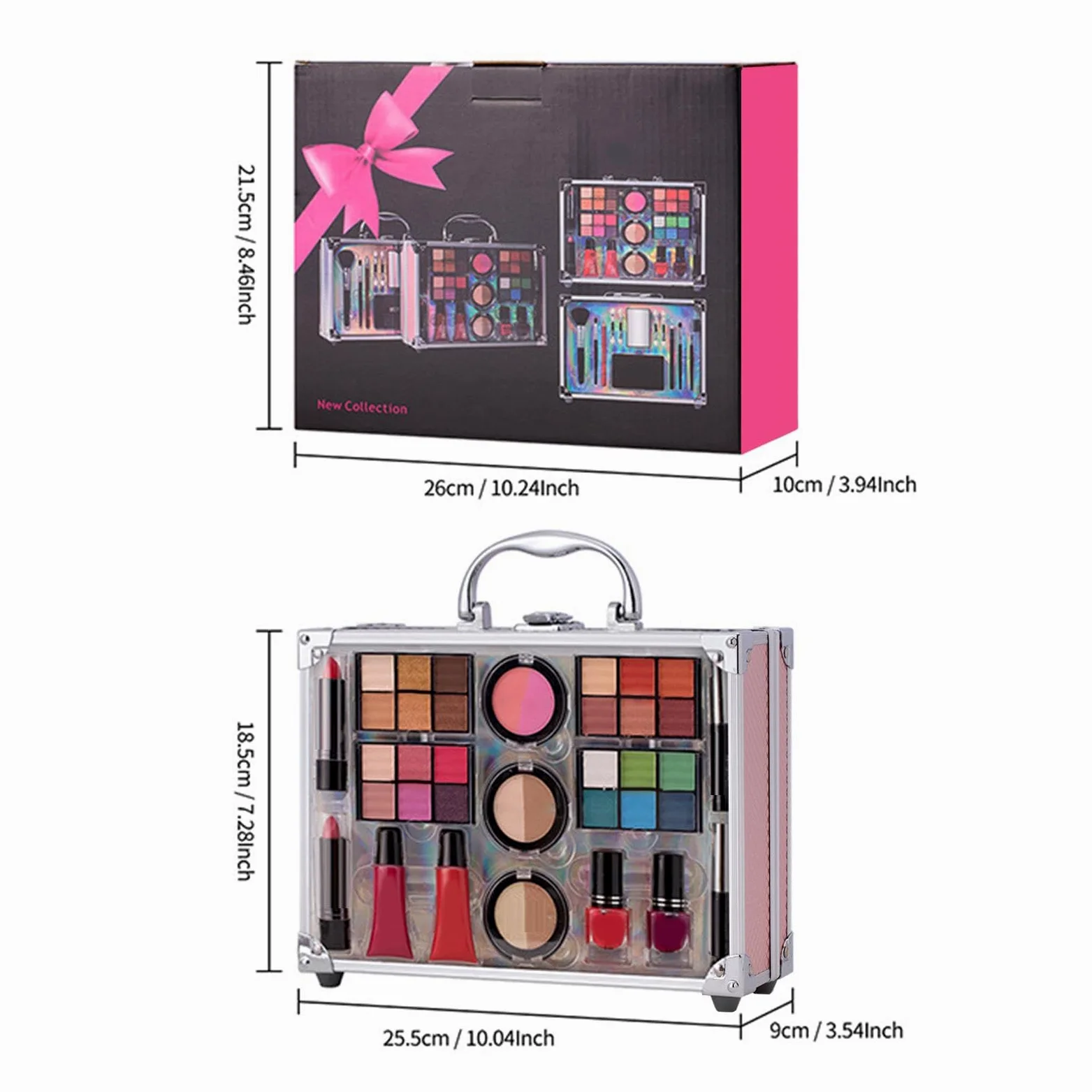 Kit Trucco con Custodia Di lunga durata resistente all'acqua resistente | kit di trucco per principianti per Casa Vacanze Ufficio Viaggi Lavoro Palcoscenico Eventi Feste Uscite