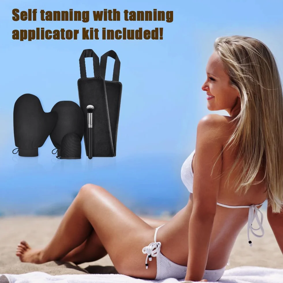 LOPHE Applicatore Abbronzatura, 5 Pezzi Autoabbronzante Guanti Applicatore per Lozione Posteriore, Doppia Faccia Applicatore per Guanti Riutilizzabili Lavabili, per Crema Abbronzante