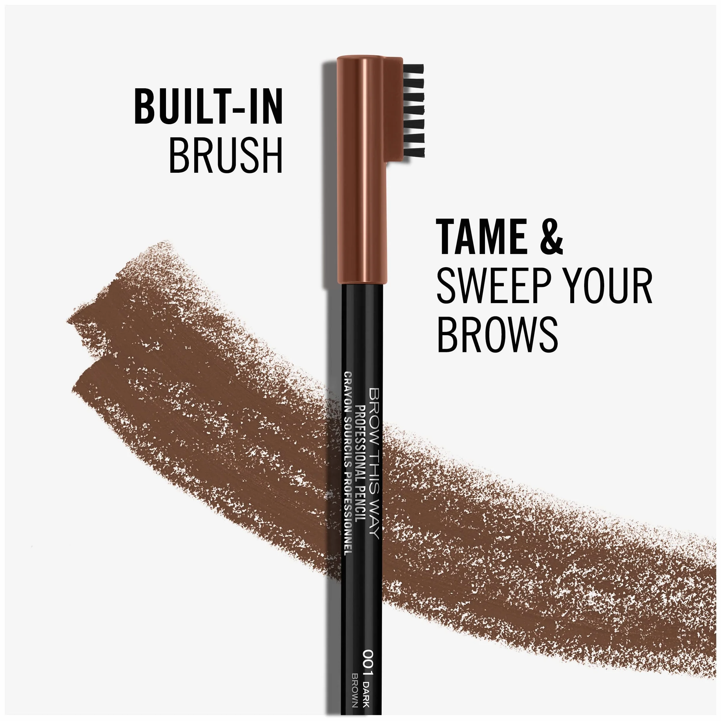 Rimmel London Matita Sopracciglia Professional Eyebrow Pencil, Formula a Lunga Durata, Pettinino Incorporato, 001 Dark Brown, 1,4 g