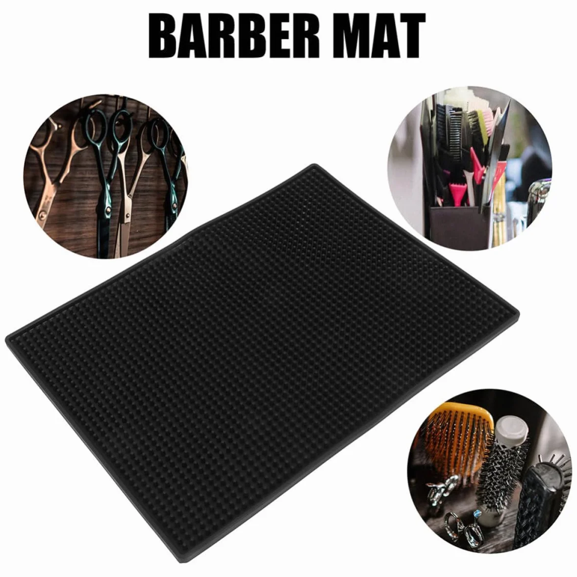 Abaodam Tappetino Organizza Parrucchiere Attrezzi per e Antiscivolo in da Pvc Nero 20x30x0,8cm Protegge Barbiere Strumenti da Salone e Uso Domestico
