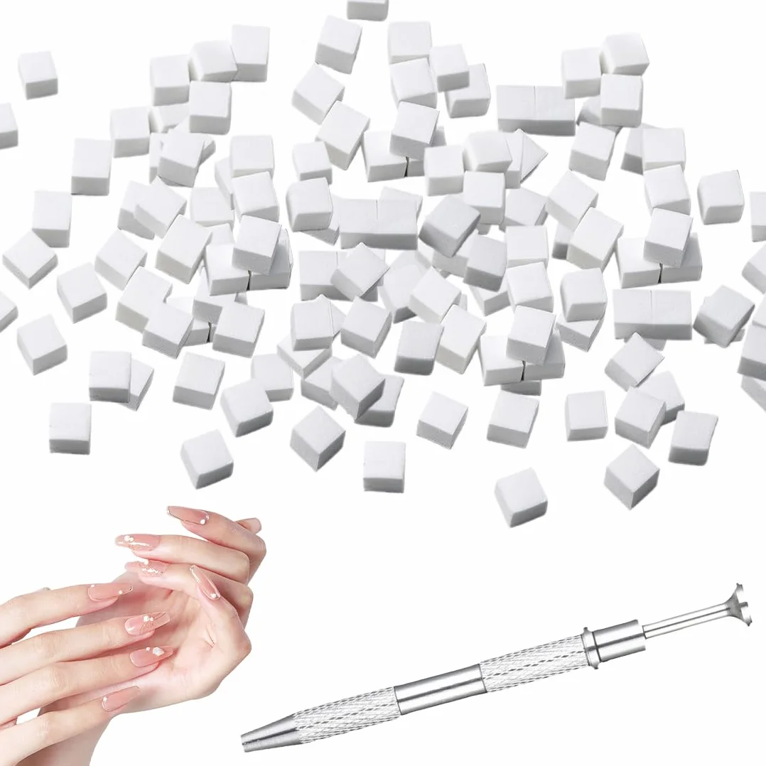 JEYORZY 100 Pezzi Di Spugna Unghie Con Pinza Metallica, Pennelli Unghie, Unghie Ombre Design, Strumenti Per Nail Art, Pennello Per Sponge, Applicatore Fai Da Te, Colore Bianco