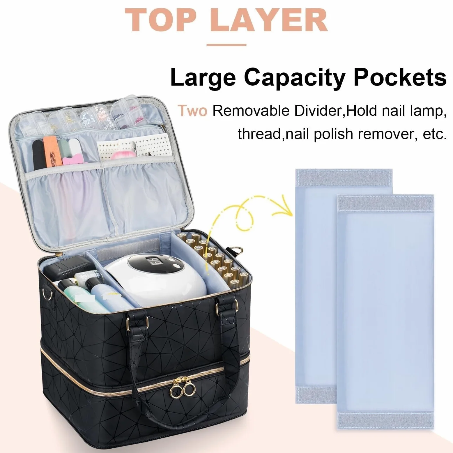 Organizzatore Borsa Multifunzionale for La Conservazione dello Smalto, Scatola Portatile for Oli Essenziali Smalti(Black)