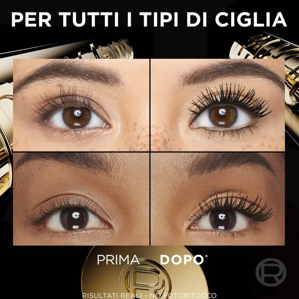 L'Oréal Paris Mascara Volumizzante Panorama by Volume Million Lashes, Nero, 5% Stretchflex Complex, Adatto a Occhi Sensibili