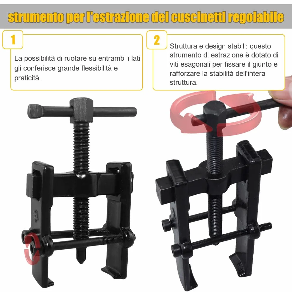 Estrattore Cuscinetti a 2 Ganasce 4 Pezzi Regolabile Kit Attrezzi per Moto Auto