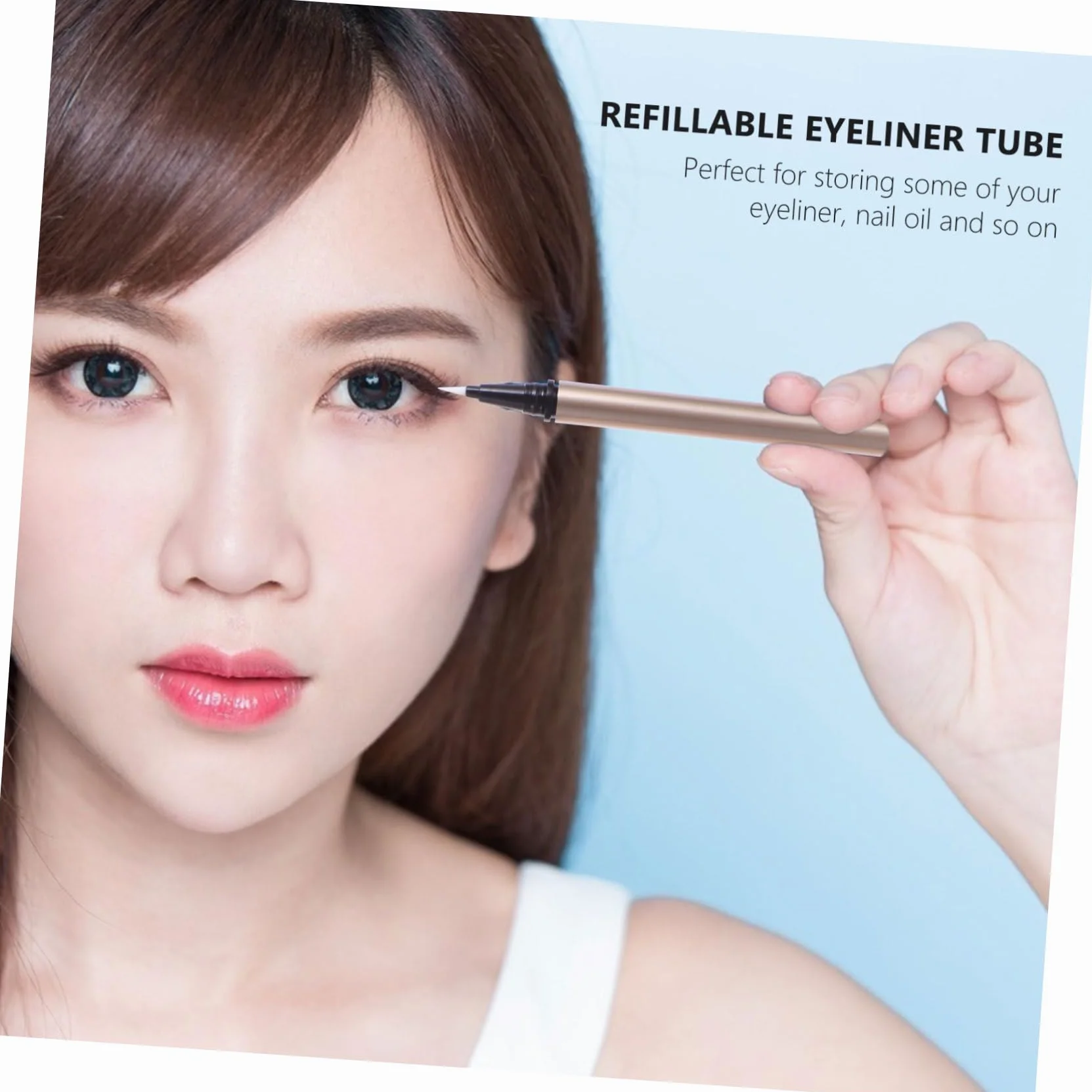 BESTYASH 5 Pezzi Tubo Eyeliner Vuoto 1ml Oro in Plastico Ricaricabile per Conservare Eyeliner Liquido per Negozi Cosmetici e Rivenditori