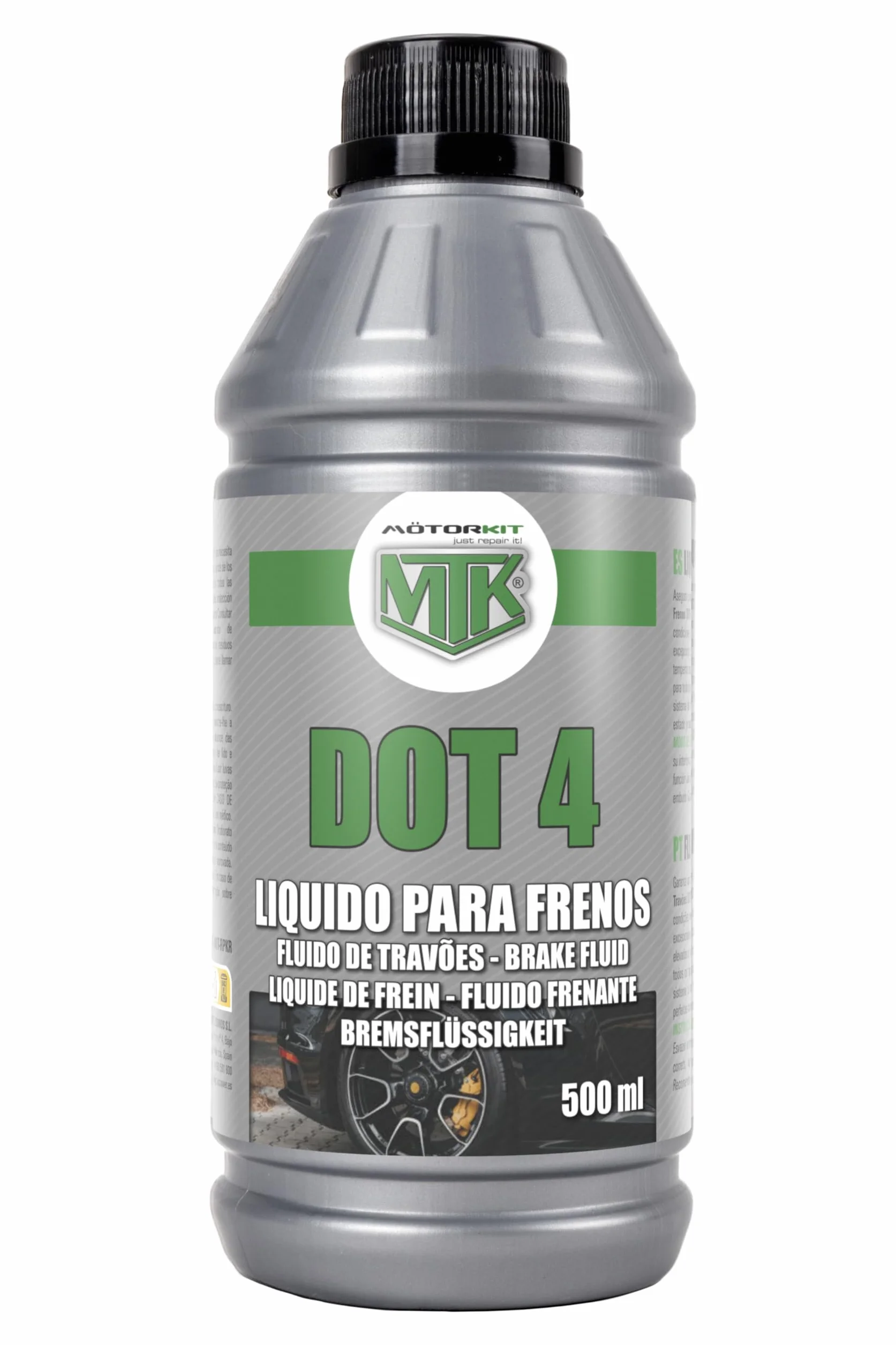 Motorkit Fluido Freni DOT 4 500 ml. Prestazioni Superiori in Condizioni Estreme. Protezione Contro l'usura e la corrosione.
