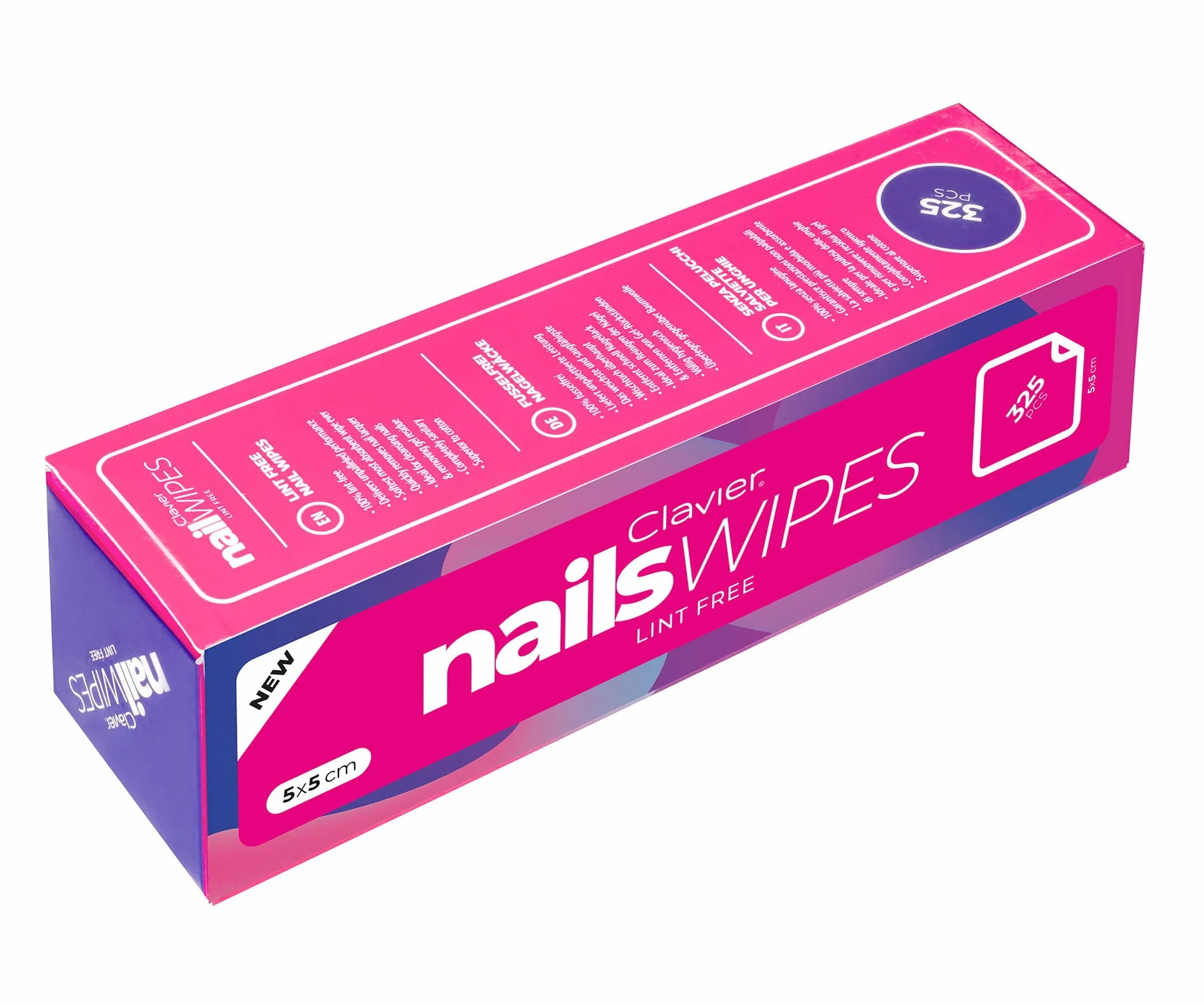 NailWipes 325 PZ, Pads Unghie, Tampone Salviette, Senza Fibre, Dei Pelucchi, Cellulosa Antipolvere A Scelta, ideale per unghie in gel, Nail Clavier