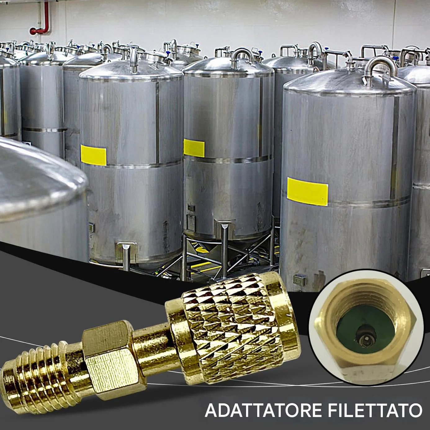 Adattatore Filettato per Bombole di Refrigerante 6mm per Sistemi di Refrigerazione AC